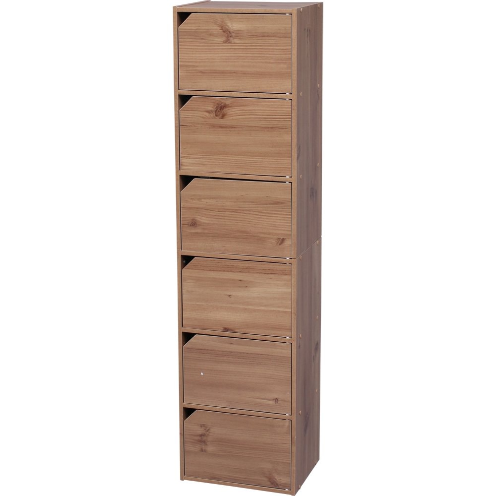 アイリスオーヤマ カラーボックス 収納ボックス 本棚 6段 扉付き 幅36.6×奥行29×高さ144.6cm ナチュラル モジュールボックス MDB-6D