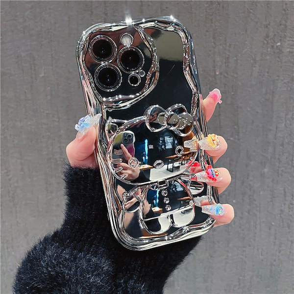 iPhone - お銀ちゃん Qoo10] サンリオ キラキラ 鏡付 キティちゃん iphon