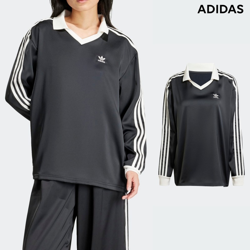 [ADIDAS] アディダス スリーストライプス サテン 長袖Tシャツ Black 7,957円
