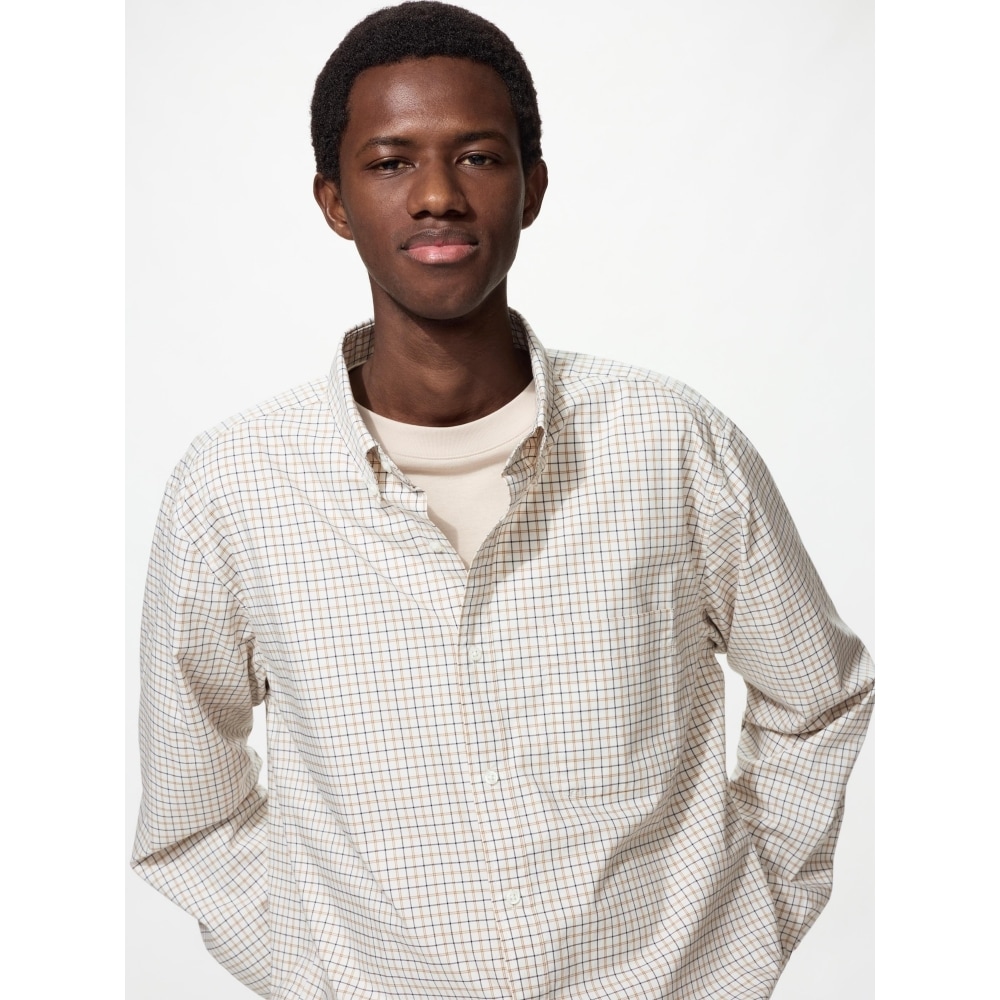 UNIQLO ブロードクロスシャツ (ボタンダウン襟) チェック B