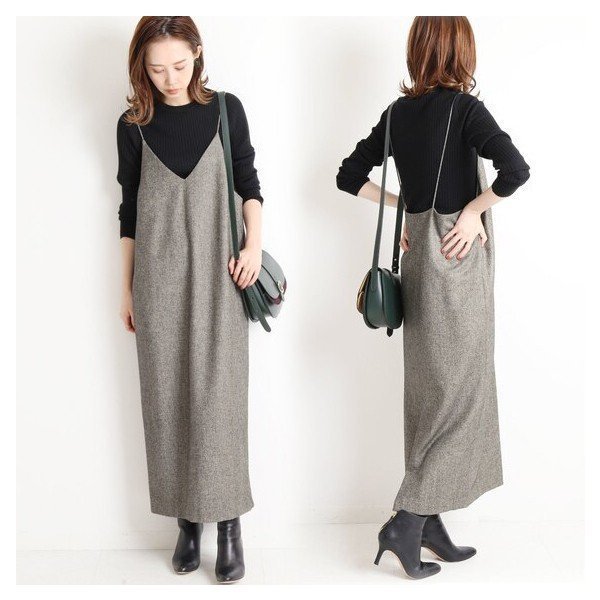 長袖 新作 ゆったりワンピース THOM 40代 ジャンパースカート ｖネックワンピース キャミソール 30代 OL オシャレ 上品 ホワイトデー 通勤 WILLS レディース ロングワンピース 秋物