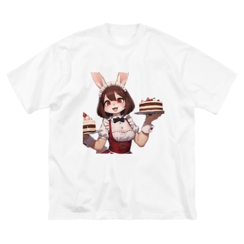 【文字入れ可能受注生産】ウサギの女の子　メイド　ケモナー　ダブルケーキ ビッグシルエットTシャツ 7,093円