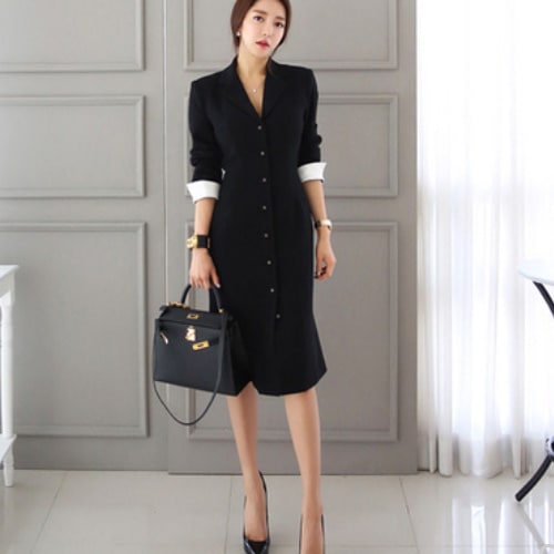 Vネック 清楚系 モノクロ ワンピース 二次会 きれいめ 大人可愛い A1106