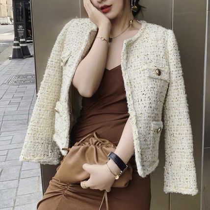 カジュアル ツイード ジャケット きれいめ 韓国 春秋 レディース ニット かわいい 大人可愛い きれいめ シンプル カジュアル 上品 おしゃれ かっこいい こなれ感 ラフ メンズライク 通勤 デート