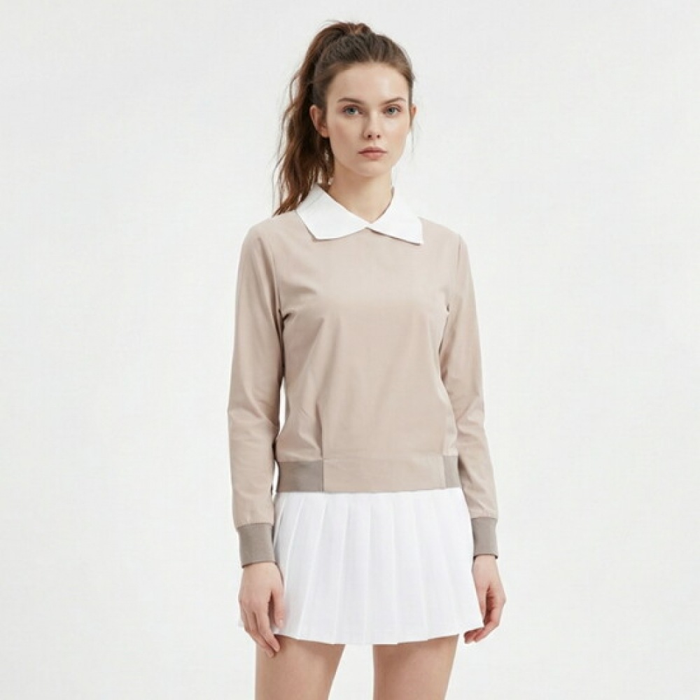 ショップアン 女性 カラーネック バックスリット ゴルフ Tシャツ グレー LB-WSH-21103