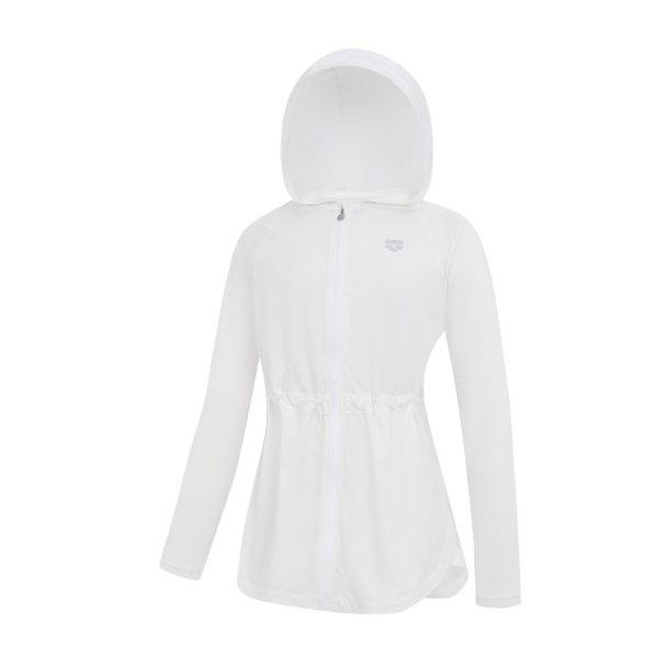 女性ビーチコアジップアップロングカバーアップ（A6BL1QR42WHT）