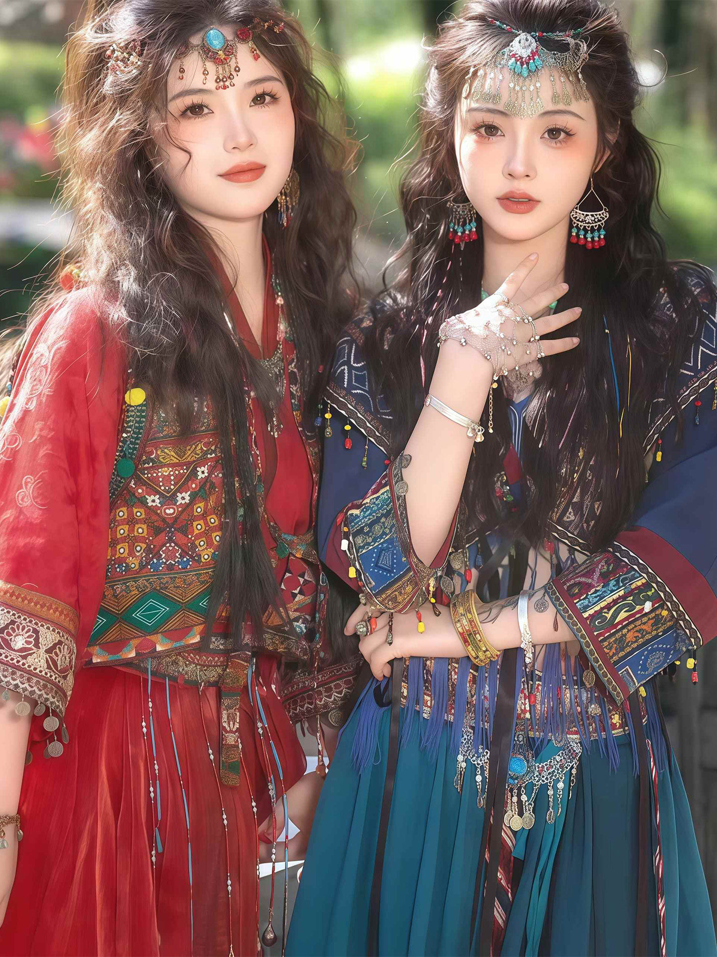 族少女の漢服族の姫異国情緒あふれる漢服春秋用西双版納旅行写真用族の古風セット