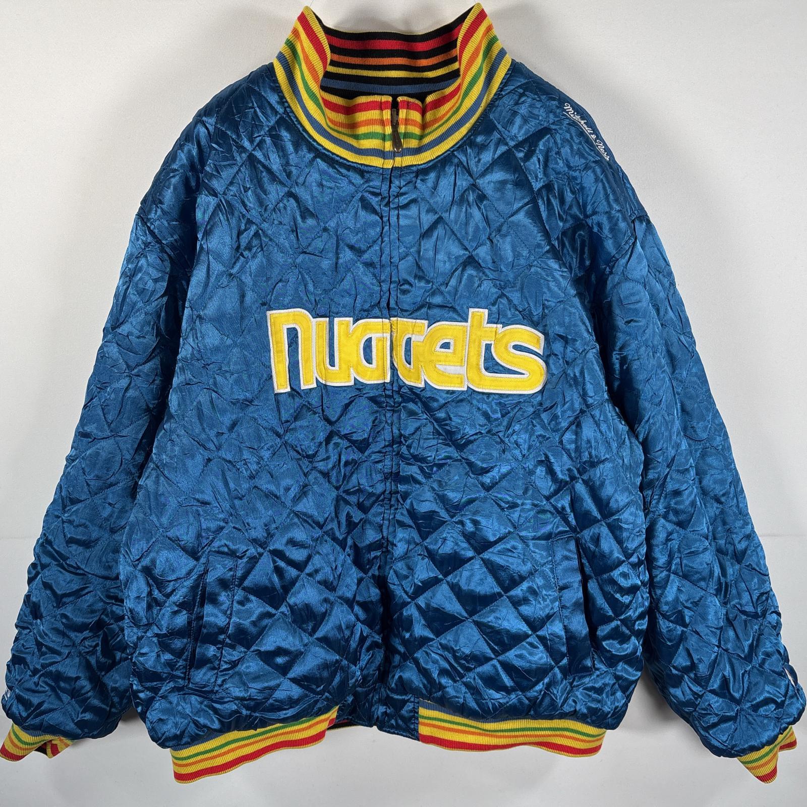 古着 ミッチェルアンドネス Mitchell&Ness リバーシブルジャケット NBA デンバーナゲッツ チームロゴ 大きいサイズ ブラック ブルー メンズ