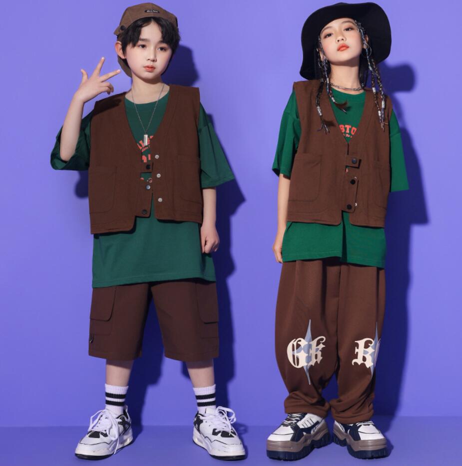 ダンスセットアップ キッズダンス衣装 チーム衣装 hiphop ヒップホップ ステージ舞台演出服 イベント レッスンダンスウェア 男の子 短パンツ Tシャツ ベスト 団体服 長ズボン jazz ストリ