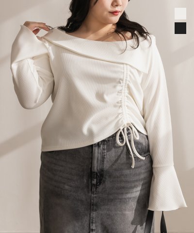 大きいサイズ レディース LL 3L 4L XL XXL XXXL CLETTEオリジナルアシンメトリードロストプルオーバー