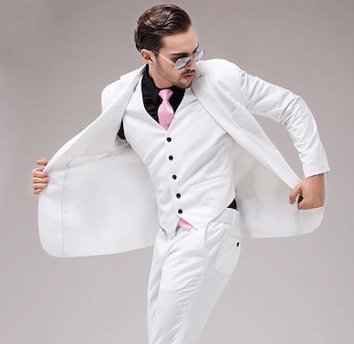 2点セット 紳士服 白 メンズ フォーマル メンズスーツ 紳士 ビジネススーツ メンズ スーツ 2ピース パーティー用 結婚式 背広 ビジネス 白スーツ（ボタン数（スーツジャケット）2ボタン）（メンズ