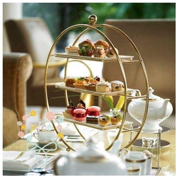 ケーキスタンド アフタヌーンティー サークル ゴージャス 高見え パーティ用 結婚式 誕生日 3段 ゴールド 母の日 母の日-0002629