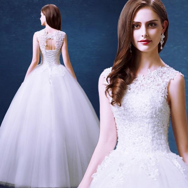 ウエディングドレス 二次会 ウェディングドレス 結婚式 安い プリンセスライン エンパイア 花嫁 ドレス 披露宴 ロングドレス ブライダル シンプルドレス レース