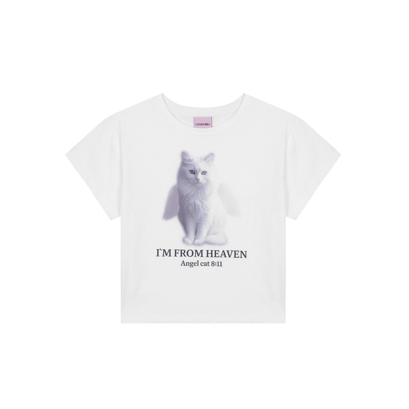 [aespa カリナ 着用] ANGEL CAT CROP T SHIRT VER.3 韓国 アイドル 半袖 Tシャツ クロップド丈 トップス レディース かわいい おしゃれ