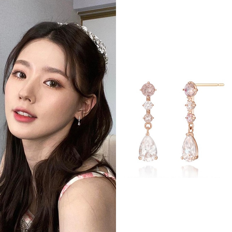 [女の子たちを未然に着用] 14kスカーレット 天然石 モーガーナイトピアス/韓国女性アクセサリー/人気ジュエリー/デイリーアクセサリー