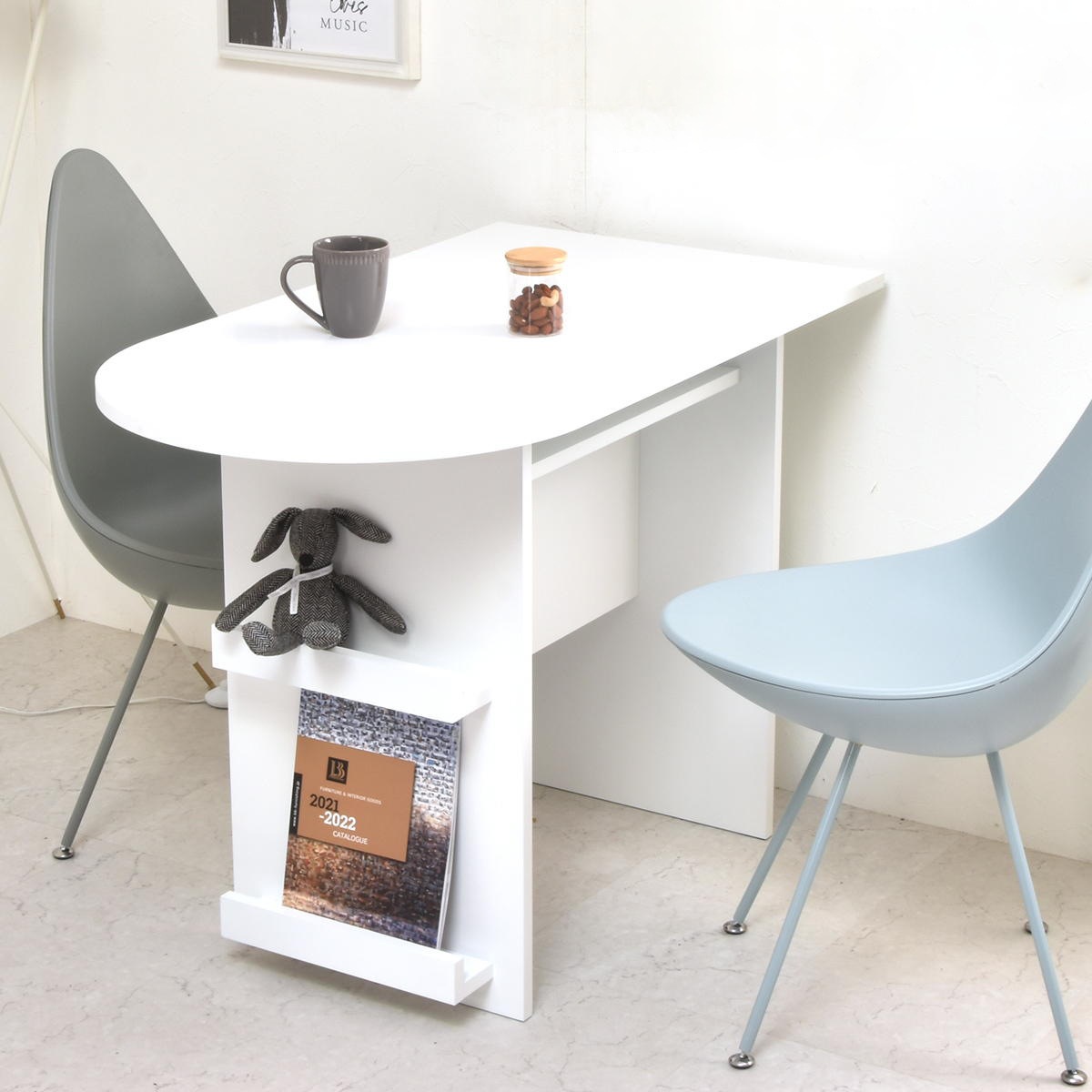 ダイニングテーブル 半円型 幅100cm BF DECO キッチンカウンター カウンター マガジンラック 天板下 収納 パソコンテーブル デスク 1人掛け 2人掛け 14,461円