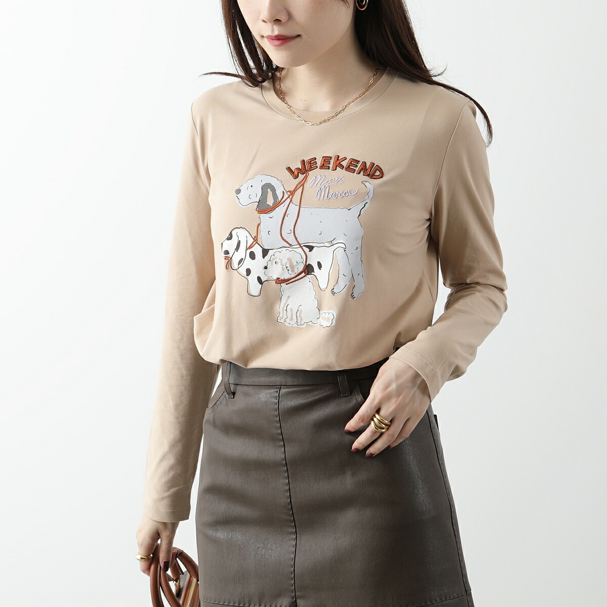 WEEKEND MAX MARA ウィークエンド マックスマーラ Tシャツ OPACO オパコ レディース ロゴT 刺繍 長袖 カットソー クルーネック 004