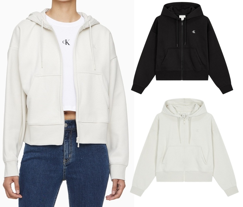 CK Small Logo Crop Fleece Hooded Zip-Up (40WH104) 15,680円