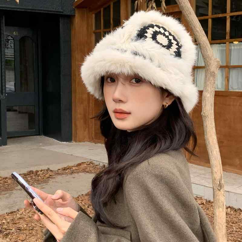 帽子 レディース 冬 小顔効果 ウサギ フィッシャーマンハット 暖かい 防寒 かわいい 黒 キャメル 普段使い お出かけ バケット バケハ