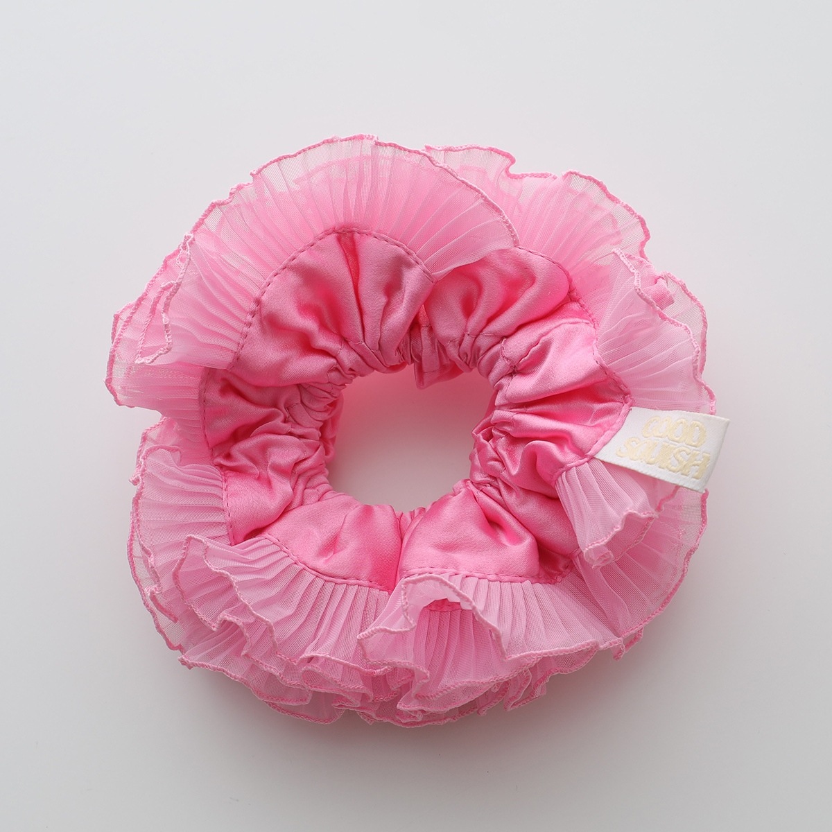 GOOD SQUISH グッド スクイッシュ シュシュ B-E-A-UTIFUL & BEYOND COLLECTION レディース サテン シルク フリル ヘアゴム ヘアアクセサリー ピンク 【me