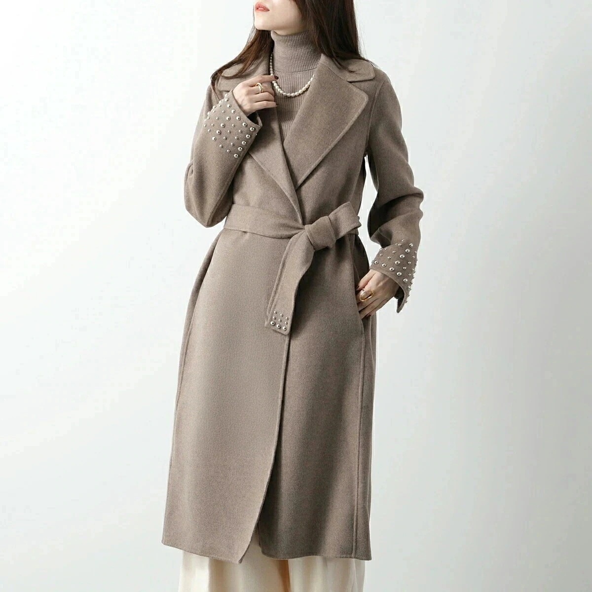 【訳あり】S MAX MARA エス マックスマーラ ロングコート WINDSOR レディース ウール スタッズ ベルト付き ガウンコート 034 56,498円