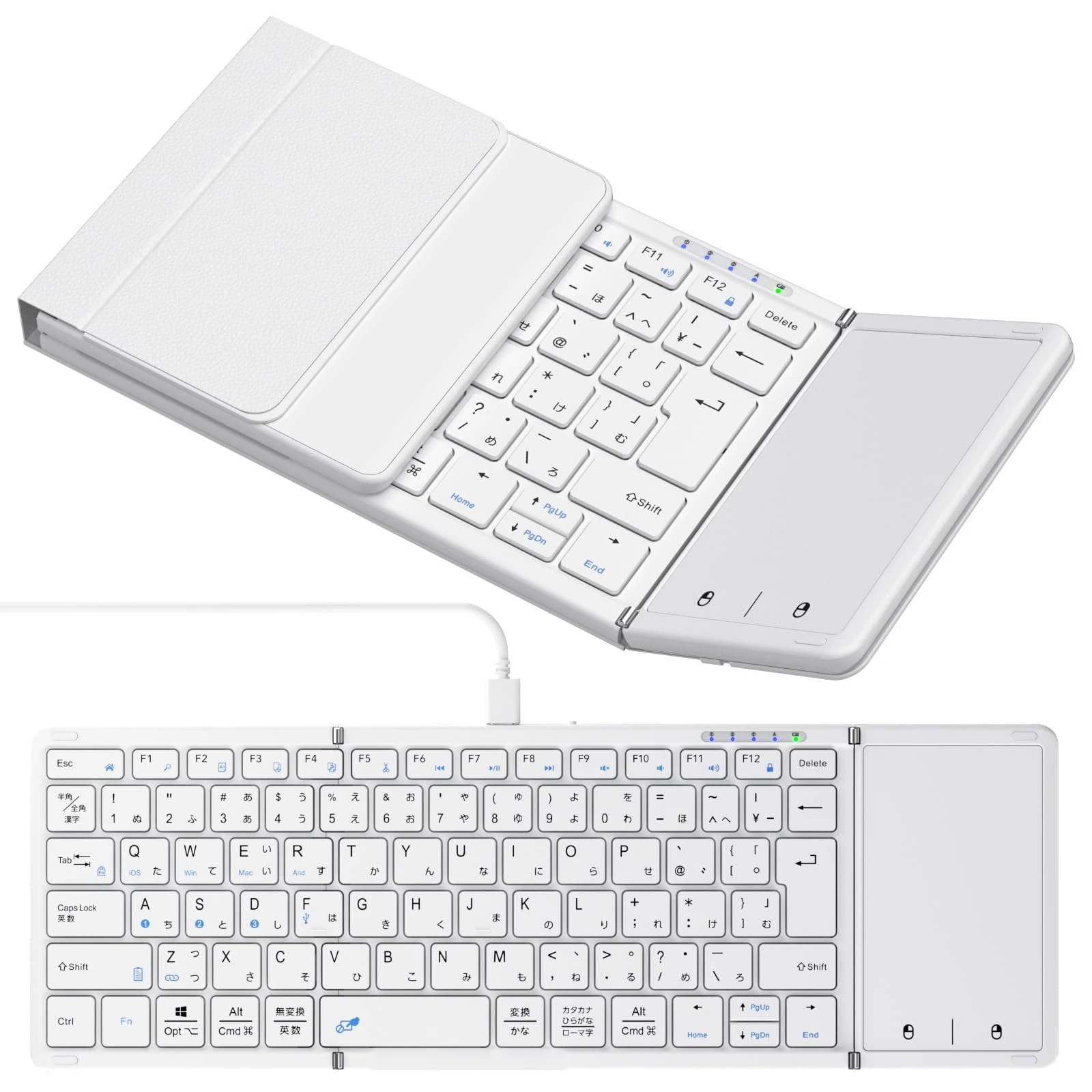 【最新型】 キーボード ワイヤレス 折り畳み式 ipadキーボード Bluetooth キーボード タッチパッド付き 有線＆無線両用 フルサイズ 4台デバイス切替 パソコン コンパクト静音 軽量