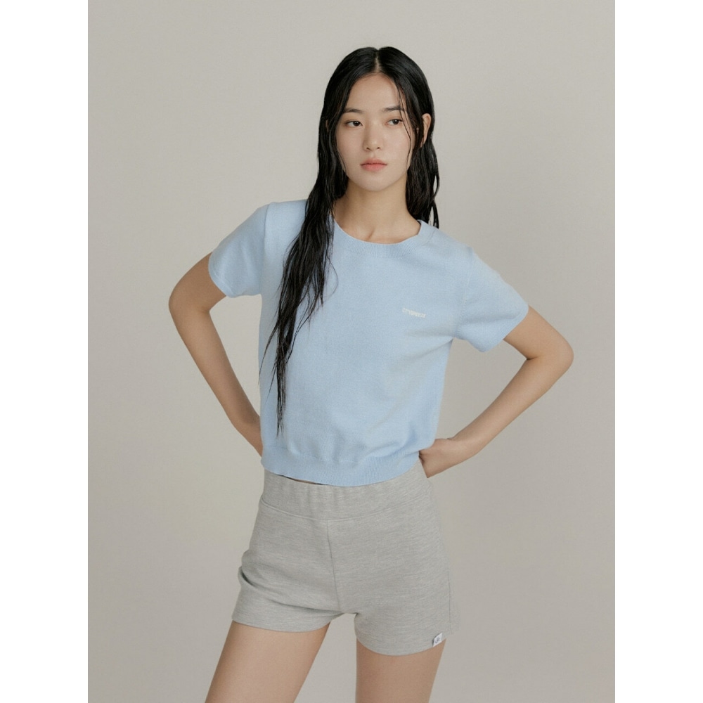 CITYBREEZE エッセンシャルラウンドネックショートスリーブニットスカイブルー