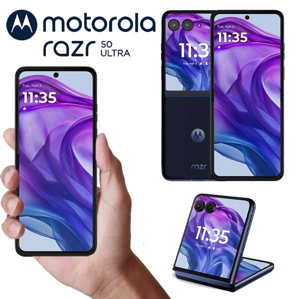 国内正規品 MOTOROLA SIMフリー 折りたたみ スマートフォン 5G スマホ motorola razr 50 ultra FHD+ OLED 指紋 顔認証 防水 12GB ミッドナイトブルー