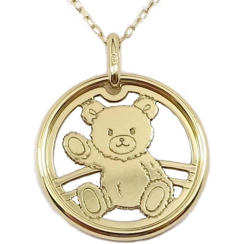 K18コイン風ペンダントネックレス クマ（ベア）モチーフ