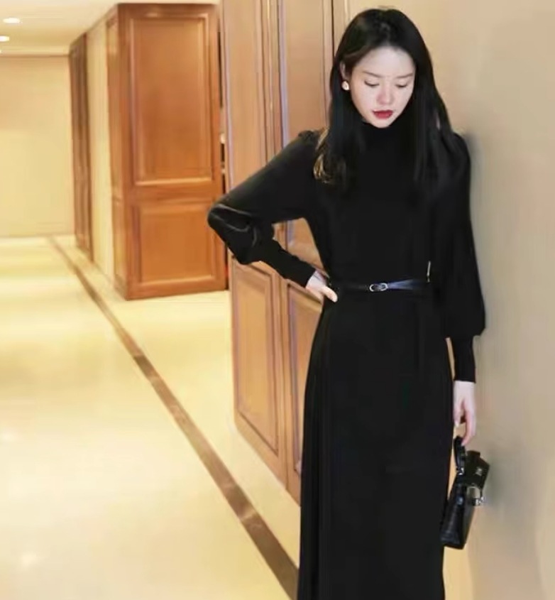 ワンピース デート モテアイテム ニットワンピ ミモレ丈 長袖 リボン ウエストマーク 切り替えデザイン ウール 可愛い きれいめ 上品 おしゃれ かっこいい 可愛い ラブリー キュート