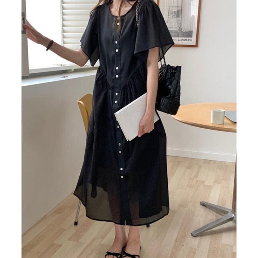 シアーワンピース キャミソール付き韓国風【在庫限り】売り尽くしセール【ネコポス投函】