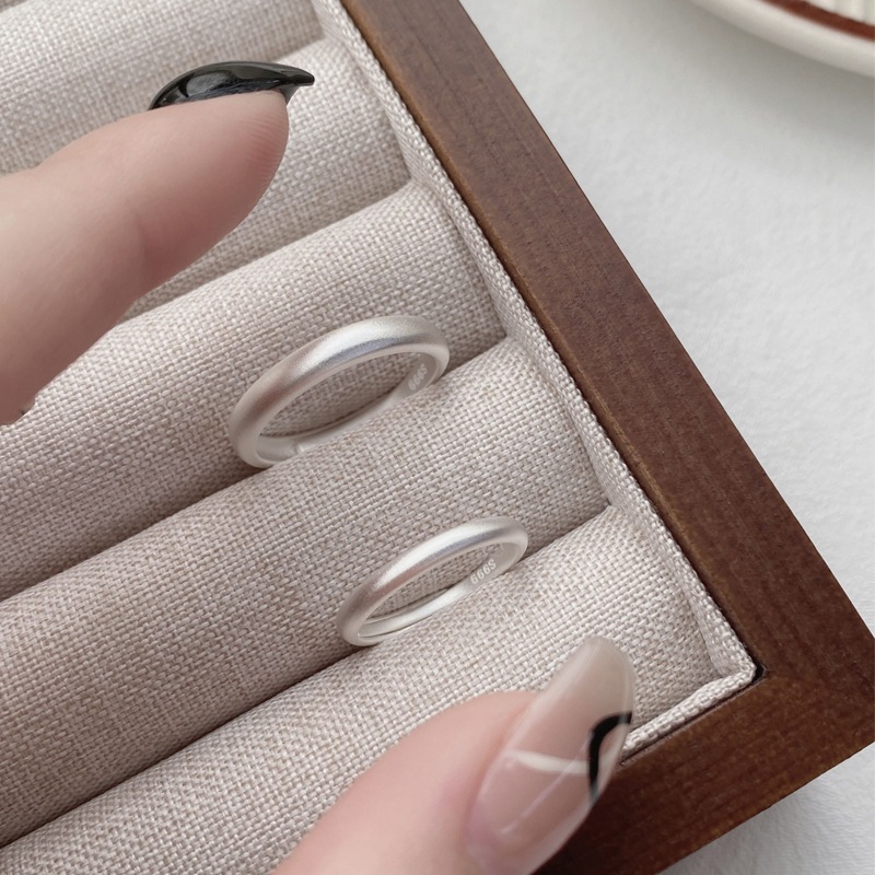 【1点ご購入 で10点プレゼントいたします】純銀ペアリングミスト面研磨リングレトロシンプル足銀開口リング