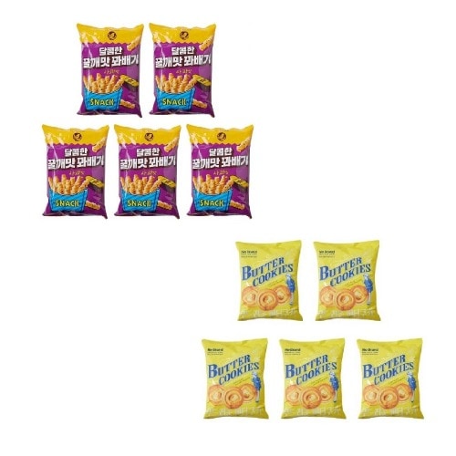ノーブランドスウィートハチミツプレッツ200g x 5個+ソフトバタークッキー330g x 5個学校事務所