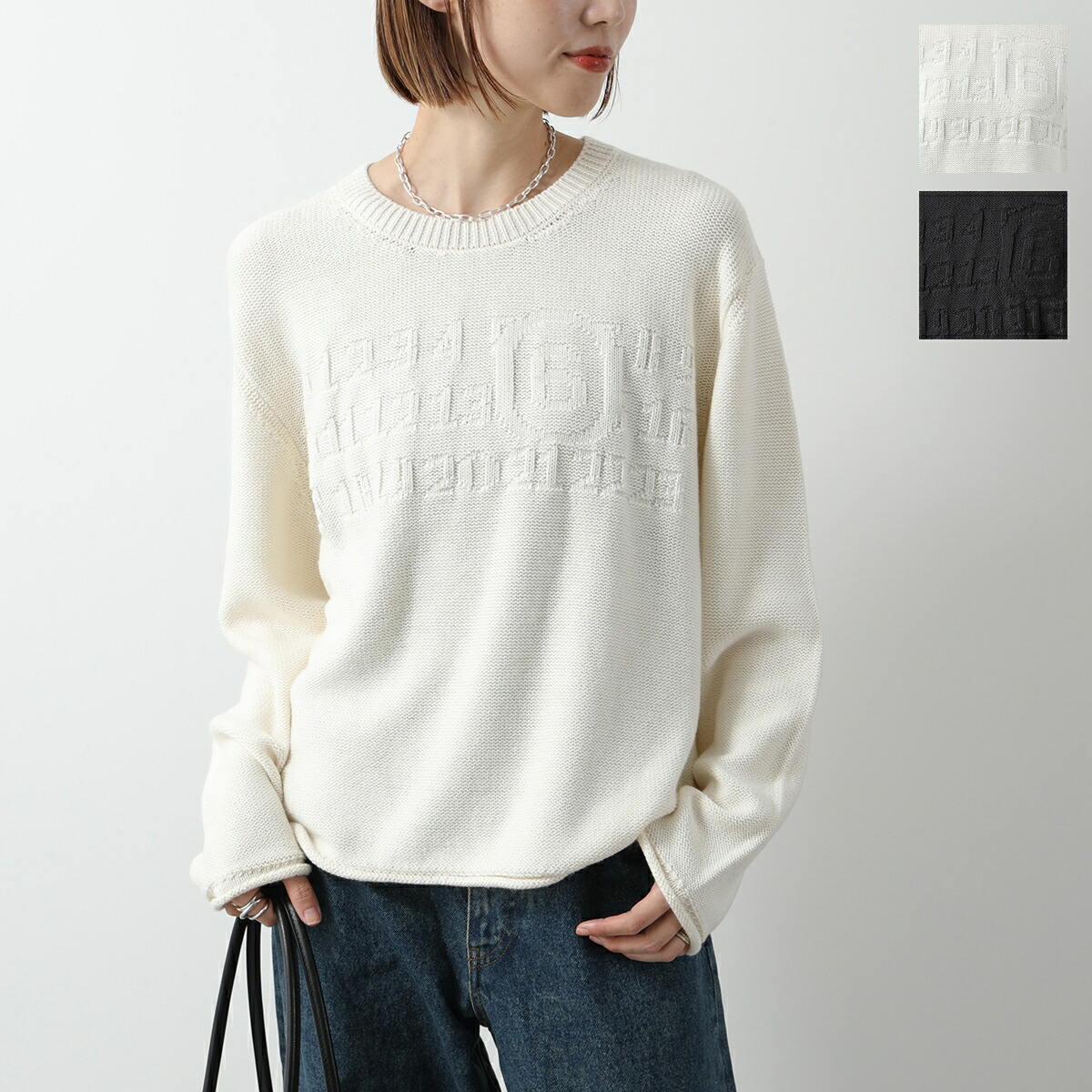 MM6 KIDS エムエムシックス メゾンマルジェラ キッズ セーター M60705 MM03G レディース ガールズ ニット ウール混コットン 長袖 カラー2色