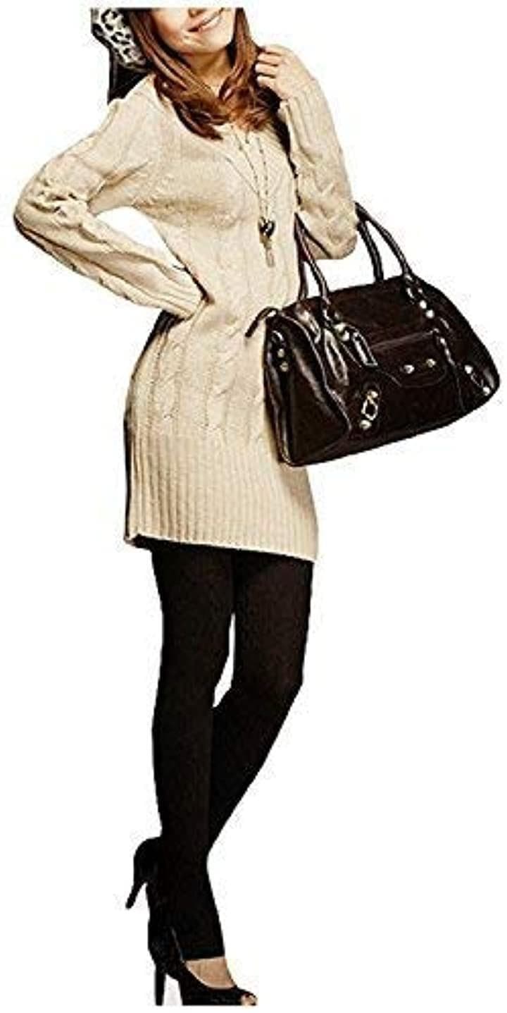 アスペルシオ 長袖 ニット セーター ケーブル編み レディース ニットセーター ワンピース 白色(ホ