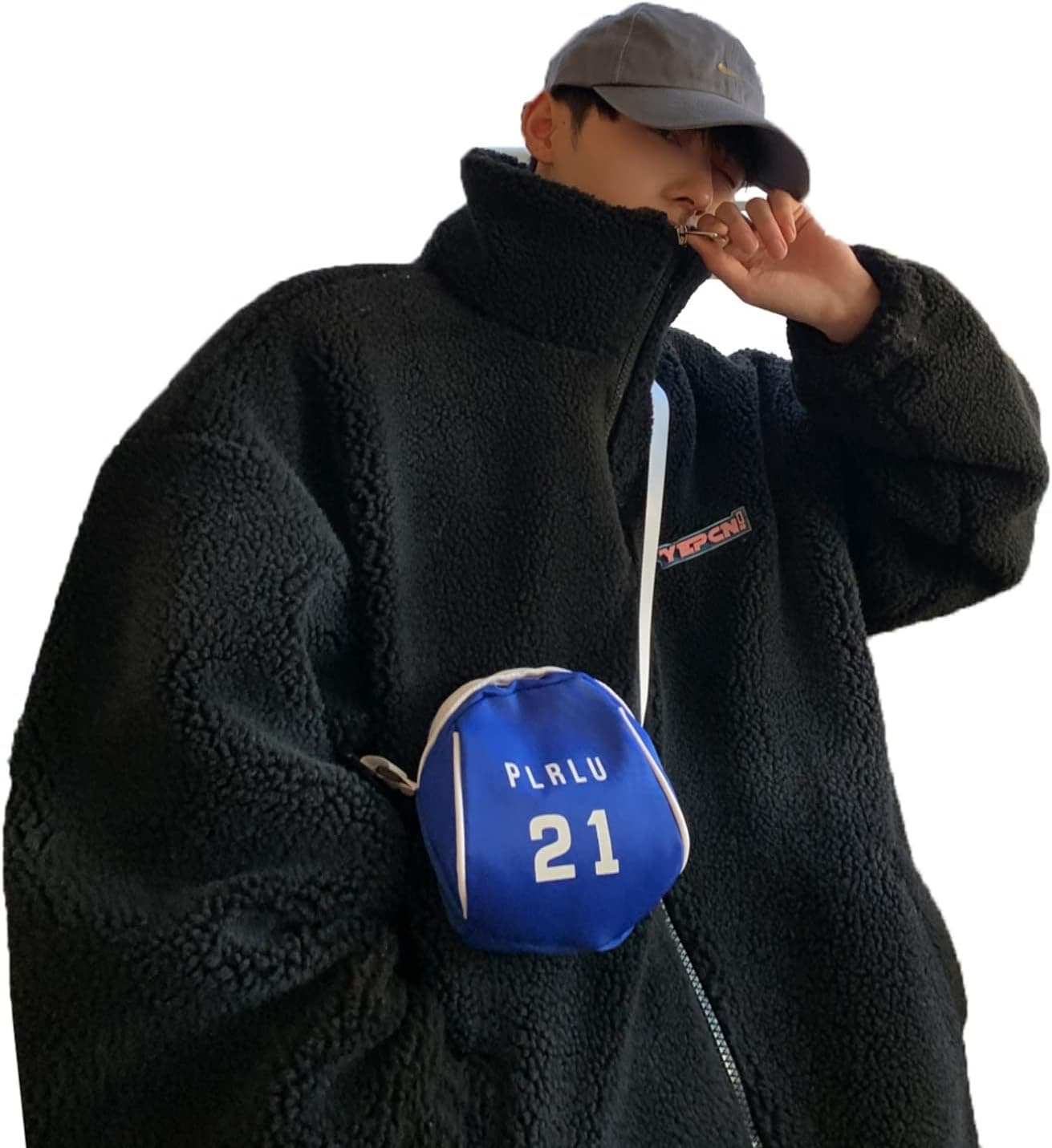 ボアブルゾン 冬服 メンズコート ジャケット 絞り染め オーバーサイズ ハイネック ジップアップ 前開きパーカー 厚手 保温 防寒 カジュアル ファッション 韓国風 原宿風 着痩せ