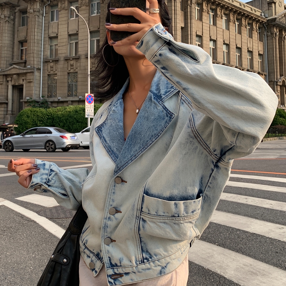 アウター ジャケット デニムジャケット 長袖 襟付き 前開き ボタン ミディアム丈 デニム ポケット かわいい 大人可愛い きれいめ シンプル 上品 おしゃれ かっこいい カジュアル レトロ ラフ 9,071円