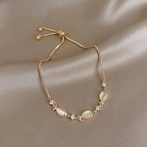 25ブレスレット 腕輪 魚 キャッツアイ バングル 腕飾り ゴールド 女性用 ギフト プレゼント 可愛い