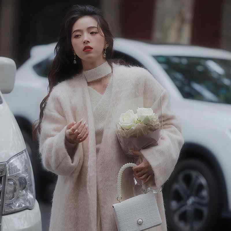 秋服 レディース ファッション オシャレ カワイイ シンプル 大人カワイイ 大きいサイズ レトロ ピンク ロング コート ベルベット 厚手 暖かい ベビー ファーコート アルバカ ウール ファー