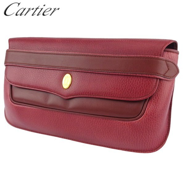 クラッチバッグ セカンドバッグ バッグ マストライン レディース メンズ ボルドー ゴールド 中古