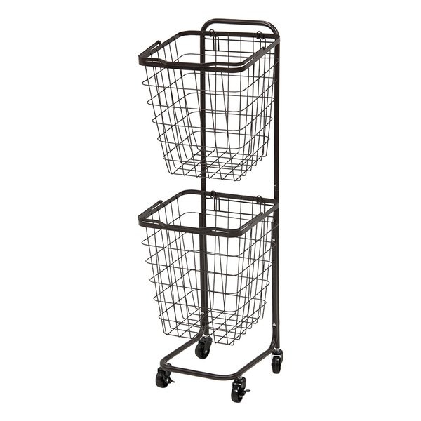 ランドリーラック ダークブラウン・幅33×奥行39×高さ108cm 角型2段タイプ KR-3970DBR