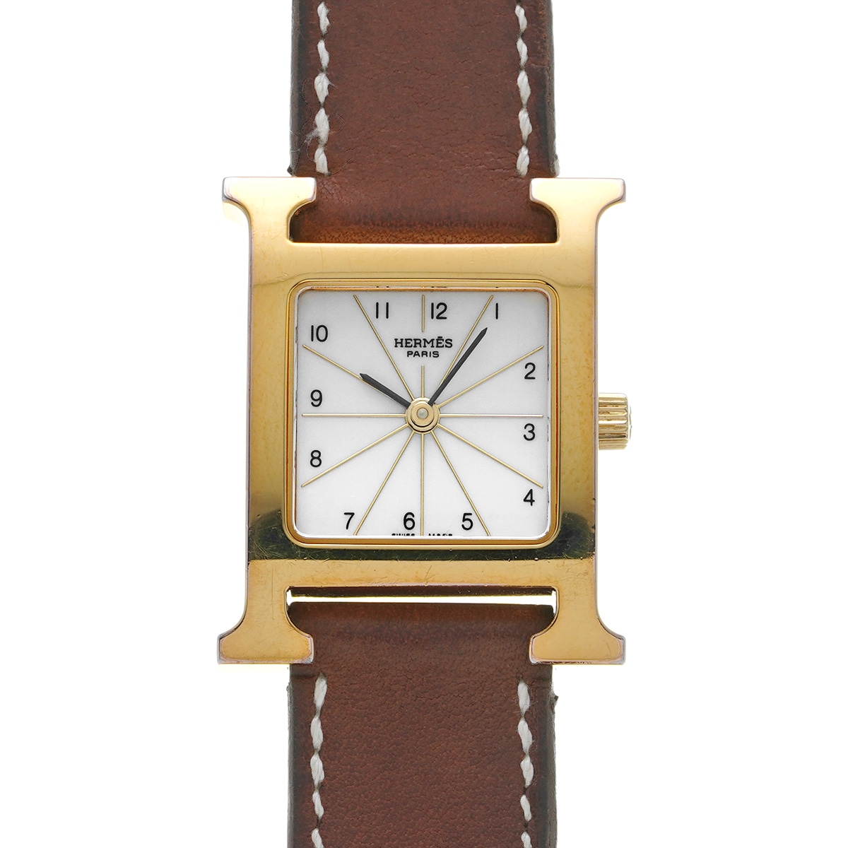エルメス Hウォッチ ドゥブルトゥール HH1.201 ホワイト レディース 腕時計 クォーツ 中古 銀蔵