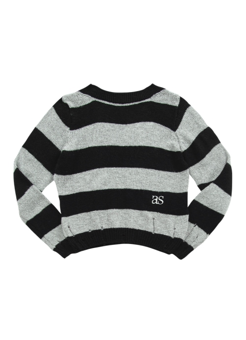 【AS"ON】 SORI OFF STRIPE KNIT / BLACK 正規品
