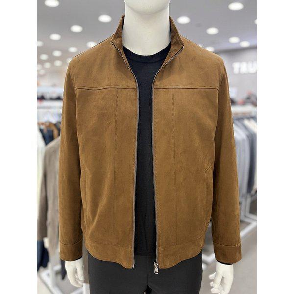 メンズ秋冬スエードスエードスタンドカラートラッカージャケットフライトジャケットジップアップショートジャンパー