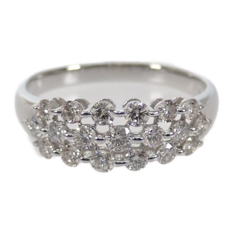 【Aランク】 デザインジュエリー 三連 リング K18ホワイトゴールド ダイヤモンド レディース【ISEYA】