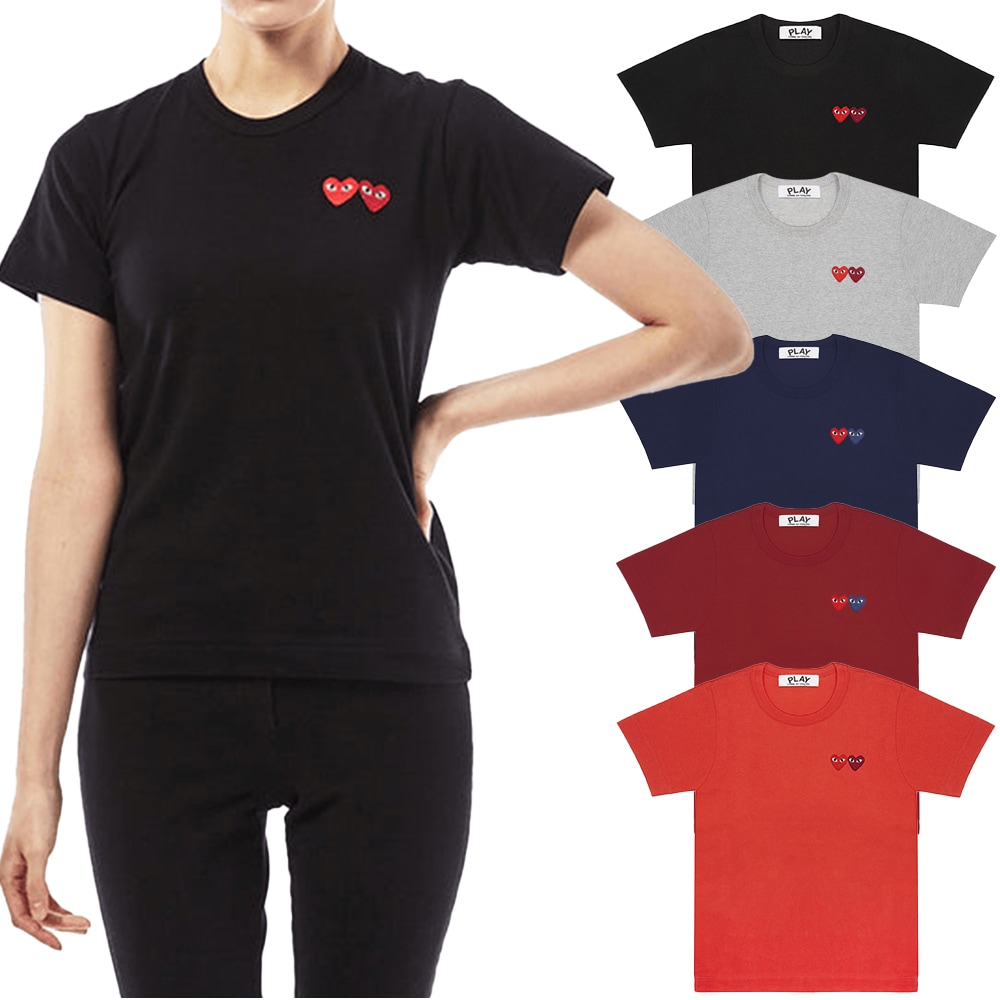 国内発送 / 正規店買付 【COMME des GARCONS】 PLAY DOUBLE HEART Tシャツ 半袖 UNISEX