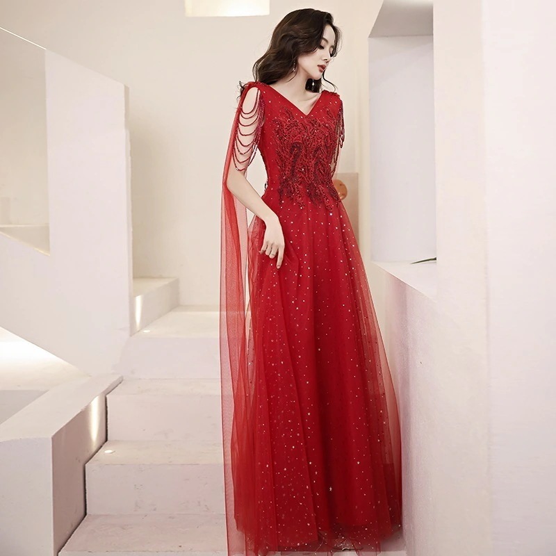 イブニングドレス 痩身ロングドレス 乾杯スーツ 宴会主催者 誕生日パーティー 韓版