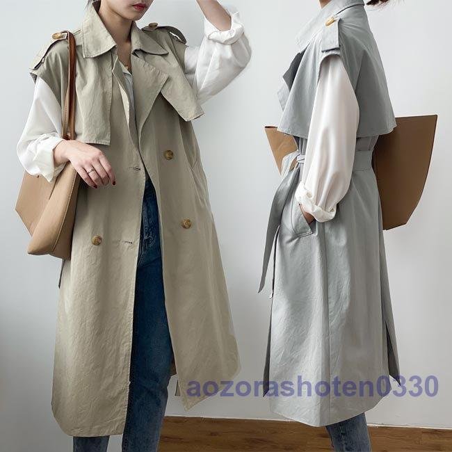 トレンチコート ノースリーブ レディース スプリングコート ロングコート ロングベスト 春秋 アウタ 8,125円