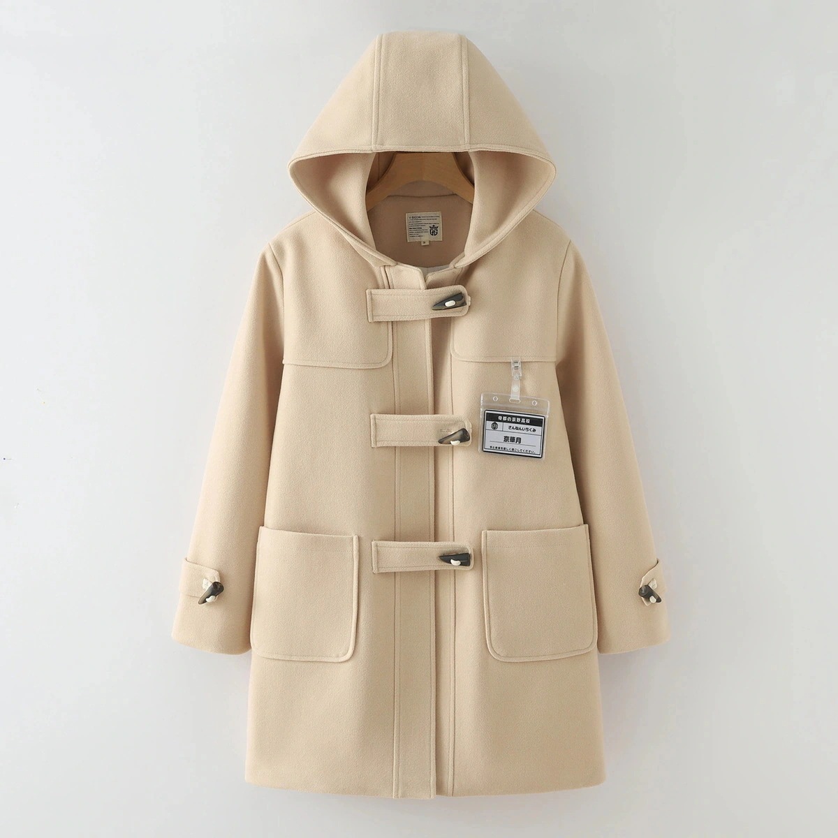 ホーンボタン綿入りフードコート（学院風）