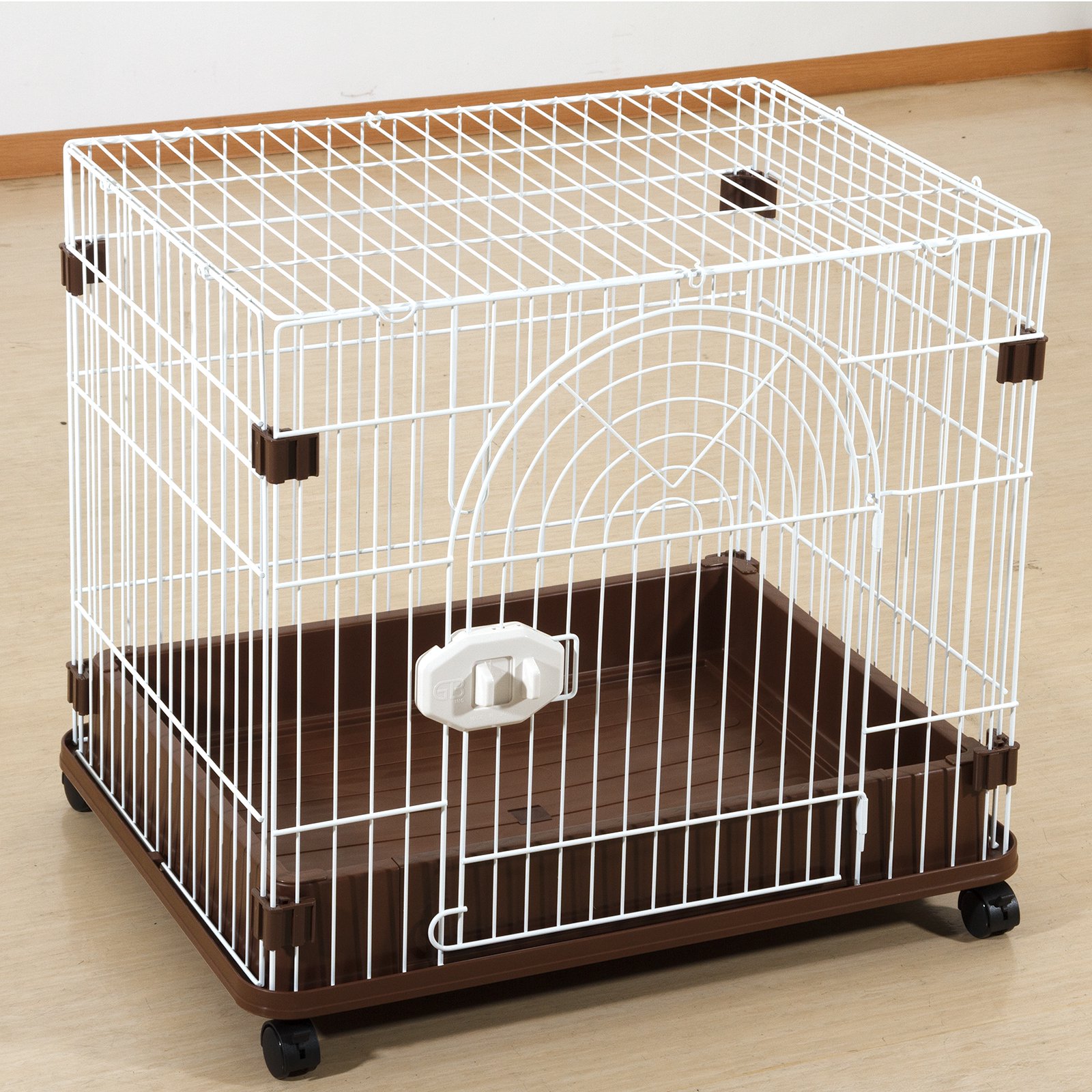 犬用ケージ　ジービー　Ｓクラス　Ｄ－０４　ホワイトXブラウン　幅７００X奥行き５３０X高さ６３０ｍｍ　ＣＲＣ40―50―06―05―06